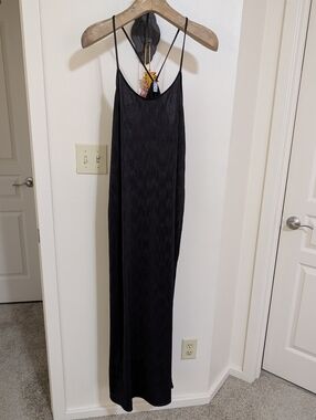 Free People Intimately Black Maxi Slip Stretch Dress With Slit